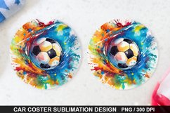 Soccer Ball Car Coaster - Coaster Sublimation Design Product Image 1