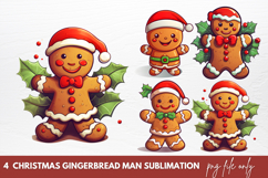 Christmas Gingerbread Man Sublimation Clipart Product Image 1