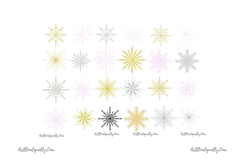 Pink Gold Silver Snowflakes PNG Set Product Image 2