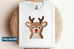 Patchwork Yarn Crochet Reindeer Bow Png sublimation Product Image 1