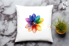 Rainbow Flower Watercolor Floral Clipart Sublimation PNG Product Image 3