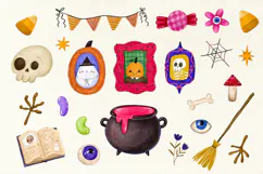 Cute Halloween Clipart PNG, Cute Spooky Witchy Graphics Product Image 2