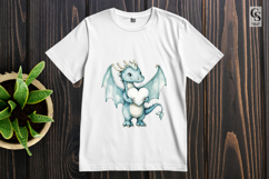 Cute Blue Dragon Holding Heart Clipart Sublimation PNG Product Image 3