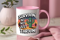 Surviving No Not Just Thriving Cute Cartoon Cactus Vector Product Image 3