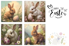 Floral Easter Square Coaster Template, Easter Bunny PNG Product Image 3
