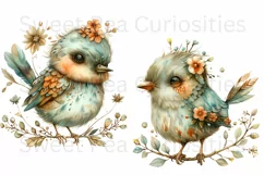 Birds, Autumn, Fall, Ephemera, PNG, watercolor, Clipart Product Image 3