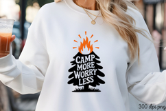 CAMP MORE WORRY LESS PNG, Retro Camping Sublimation PNG Product Image 1