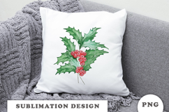 Watercolor Winter Holly Bouquet png Product Image 3