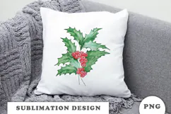 Watercolor Winter Holly Bouquet png Product Image 3