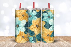 Yellow &amp; Teal Flowers Tumbler Wrap, 20oz Skinny Tumbler Wrap Product Image 3