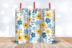 Yellow &amp; Blue Cute Flowers Tumbler Wrap, 20oz Skinny Tumbler Product Image 3