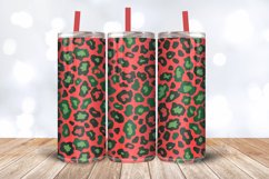 Red &amp; green Leopard Skin Christmas Tumbler Wrap, 20oz Skinny Product Image 3