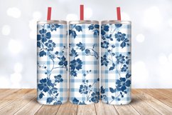 Blue Gingham Winter Flowers Tumbler Wrap, 20oz Skinny Tumble Product Image 3