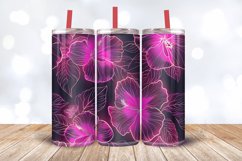 Bright Pink Neon Flowers Tumbler Wrap, 20oz Skinny Tumbler W Product Image 3