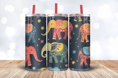Festive Elephants Tumbler Wrap, 20oz Skinny Tumbler Wraps Product Image 3
