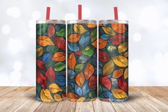 Stained Glass Fall Leaves Tumbler Wrap, 20oz Skinny Tumbler Product Image 3