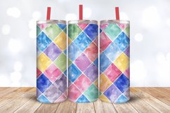 Watercolor Colorful Checkered Tumbler Wrap, 20oz Skinny Tumb Product Image 3