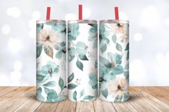 Watercolor Teal Pastel Floral Tumbler Wrap, 20oz Skinny Tumb Product Image 3