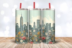Vintage Cityscape Wildflowers Tumbler Wrap, 20oz Skinny Tumb Product Image 3