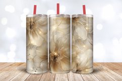 Beige Glitter Alcohol Ink Flower Tumbler Wrap, 20oz Skinny T Product Image 3