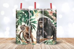 Watercolor Monkey and Panther Tumbler Wrap, 20oz Skinny Tumb Product Image 3