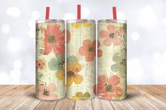 Retro Grunge Paint Flowers Tumbler Wrap, 20oz Skinny Tumbler Product Image 3