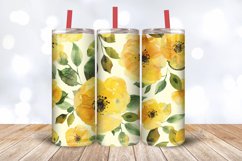Yellow Watercolor Flowers Tumbler Wrap, 20oz Skinny Tumbler Product Image 3