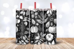 Black &amp; White Autumn Tumbler Wrap, 20oz Skinny Tumbler Wrap Product Image 3
