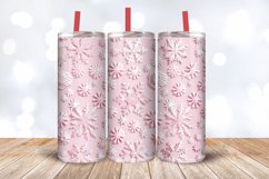 Pink Snowflakes Embroidery Tumbler Wrap, 20oz Skinny Tumbler Product Image 3