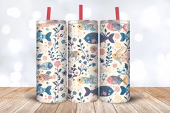 Cute Floral Fishes Tumbler Wrap, 20oz Skinny Tumbler Wrap Product Image 3