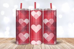 Hearts Valentines Day Plaid Tumbler Wrap, 20oz Skinny Tumble Product Image 3