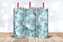 Floral Aquamarine Flowers Tumbler Wrap, 20oz Skinny Tumbler Product Image 3