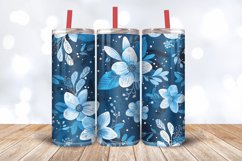 Blue Winter Flowers Tumbler Wrap, 20oz Skinny Tumbler Wrap Product Image 3