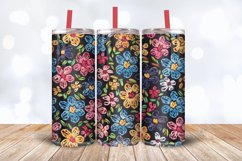 French Knitted Flower Fabric Tumbler Wrap, 20oz Skinny Tumbl Product Image 3