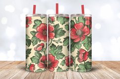 Red &amp; Green Vintage Flowers Tumbler Wrap, 20oz Skinny Tumble Product Image 3