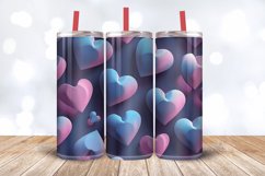 Neon Pink Blue Heart 3D Papers Tumbler Wrap, 20oz Skinny Tum Product Image 3
