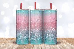 Ombre Pink &amp; Turquoise Glitter Tumbler Wrap, 20oz Skinny Tum Product Image 3