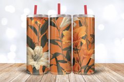 Orange Botanical Flowers Tumbler Wrap, 20oz Skinny Tumbler W Product Image 3