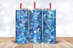 Blue Stained Glass Paper Print Tumbler Wrap, 20oz Skinny Tum Product Image 3