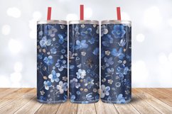 Blue Winter Pressed Flowers Tumbler Wrap, 20oz Skinny Tumble Product Image 3
