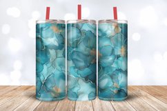 Teal Alcohol Ink Flowers Tumbler Wrap, 20oz Skinny Tumbler W Product Image 3
