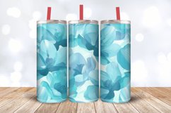 Turquoise Teal Pastel Flowers Tumbler Wrap, 20oz Skinny Tumb Product Image 3