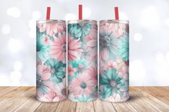 Pink and Teal Flowers Tumbler Wrap, 20oz Skinny Tumbler Wrap Product Image 3