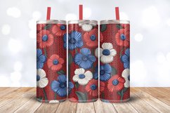 Red Blue Knitted Flowers Tumbler Wrap, 20oz Skinny Tumbler W Product Image 3