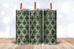 Green and Black Damask Tumbler Wrap, 20oz Skinny Tumbler Wra Product Image 3
