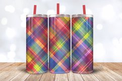 Rainbow Plaid Tumbler Wrap, 20oz Skinny Tumbler Wrap Product Image 3