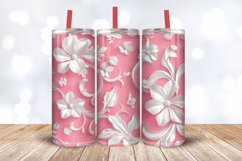3D Pink and White Floral Tumbler Wrap, 20oz Skinny Tumbler W Product Image 3