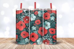 Red &amp; Teal Flowers Tumbler Wrap, 20oz Skinny Tumbler Wrap Product Image 3