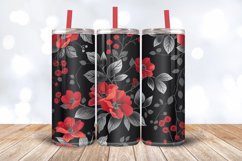 Red &amp; Black Flowers Tumbler Wrap, 20oz Skinny Tumbler Wrap Product Image 3