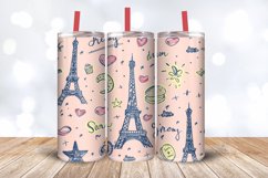 Girly Dreams Paris Sketch note Tumbler Wrap, 20oz Skinny Tum Product Image 3
